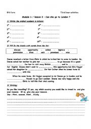 English Worksheet: can she go to London?