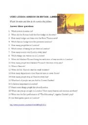 English Worksheet: VIDEO LESSON LONDON -INTRO-