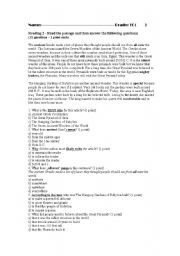 English Worksheet: reading