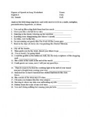 English worksheet: Figures of Speech in Song