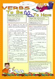 English Worksheet: TO BE AND TO HAVE IN THE PRESENT TENSE.