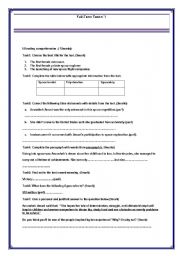 English Worksheet: reading comprehension test