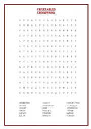 English Worksheet: CROSSWORD (VEGETABLES)