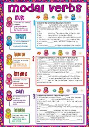 English Worksheet: Modal verbs (must-mustnt-have to-dont have to-can-be able to