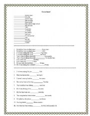 English Worksheet: For and Since