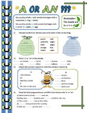 English Worksheet: A or An?