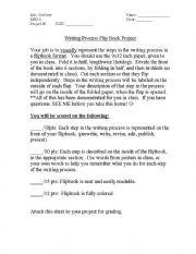 English worksheet: Writing Process Flip Book project 8th grade