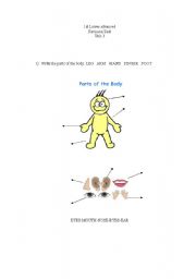 English worksheet: parts of the body