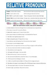 English Worksheet: RELATIVE PRONOUNS