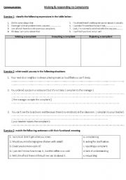 English Worksheet: Making and responding to complaints