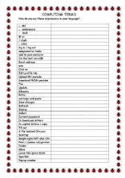 English Worksheet: Computing Terms