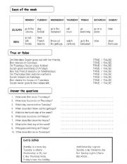 English Worksheet: Days of week