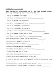 English Worksheet: American vs British English