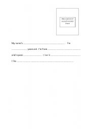 English worksheet: About Me - Simple Gap Fill