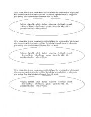 English Worksheet: bully essay question