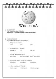 English Worksheet: Wikipedia, the free online encyclopedia 