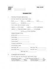 English worksheet: 3rd grade grammar test