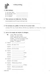 English worksheet: Introduction -2, sentences about oneself
