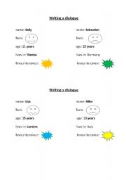 English worksheet: Writing dialogues, easy questions and answers