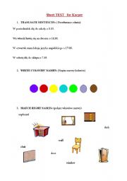 English Worksheet: test for third class