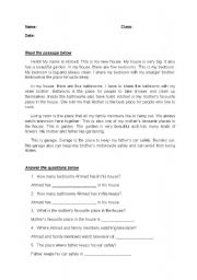 English Worksheet: comprehension question