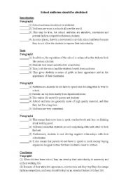 English Worksheet: class activity for argumentative essay