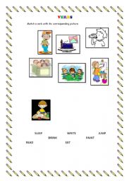 English worksheet: Main verbs for young learners