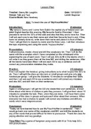 English Worksheet: Use of my/your/his/her