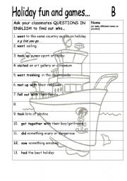 English Worksheet: Holiday fun & games