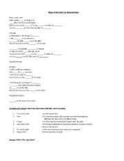 English Worksheet: The Shape of my heart