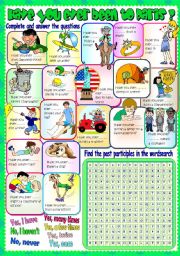 English Worksheet: HAVE YOU EVER BEEN TO PARIS? (+ WORD SEARCH)