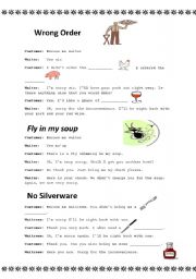 English Worksheet: Restaurant complaints dialogue