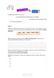 English Worksheet: Women vs Men! Speaking activity