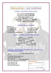 English worksheet: LADY ANTEBELLUM - NEED YOU NOW