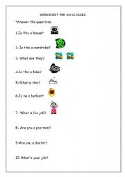 English worksheet: Jobs and House