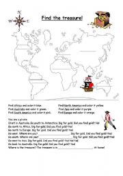 English Worksheet: Find the Treasure!