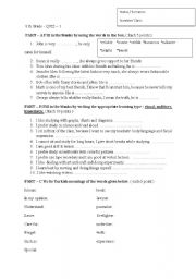 English Worksheet: Worksheet for 8th grade students