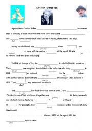 English Worksheet: Agatha Christies biography