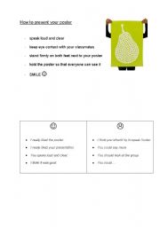 English Worksheet: How to present a poster and how to give feedback