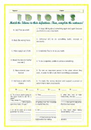 English Worksheet: --*--*--*-- Idioms 04! --*-- Animals --*-- Definitions + Exercise --*-- BW Included --*--*--*-- FULLY EDITABLE WITH KEY! 