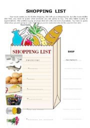 English Worksheet: Shopping list - SHOPS and PRODUCTS (KEY included) 2 pages