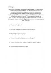 English Worksheet: Global English and Englishes