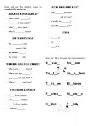 English worksheet: Complete the sentences