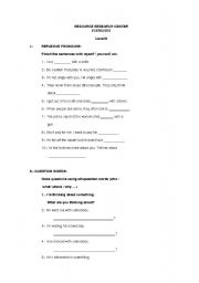 English Worksheet: Reflexive Pronouns, Question Words, Used to, Indirect Question