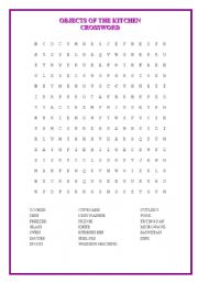 English Worksheet: CROSSWORD (OBJECTS OF THE KITCHEN)