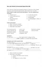 English Worksheet:  Commencement address by Steve Jobs