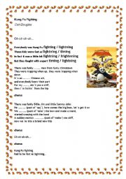 English worksheet: Everybody was Kung Fu fighting