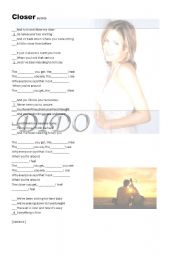 English Worksheet: Closer by Dido (Comparatives practice)