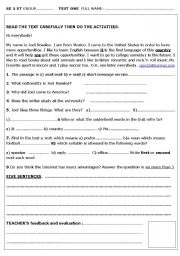 English Worksheet:  An E-mail Letter.