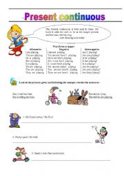 English Worksheet: Present continuous